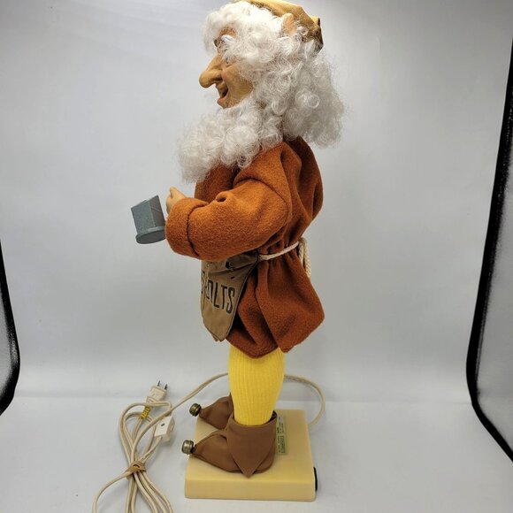 VTG 1990 Telco 21" Christmas Animated Motion-ettes Toy Maker Hammer Elf WORKS! - Picture 2 of 14